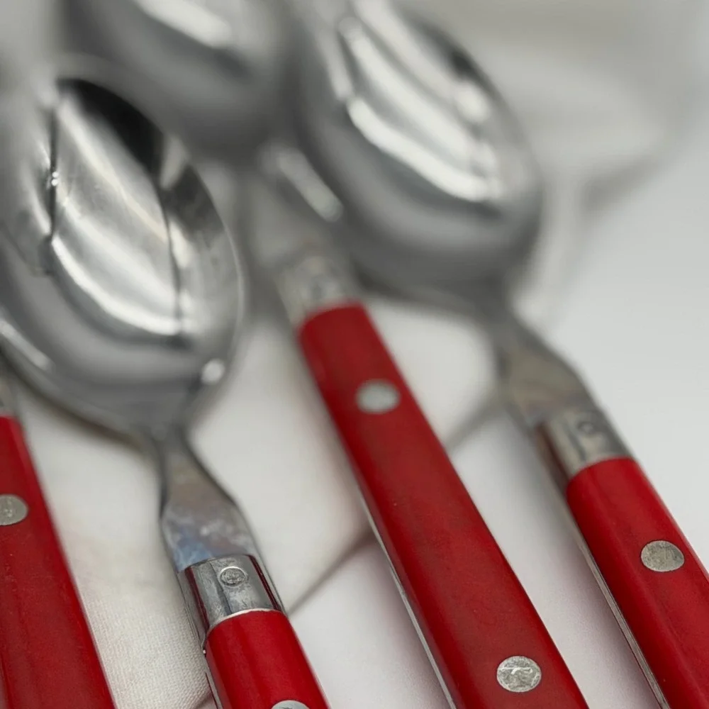 Vintage WF Washington Forge Mardi Gras Red Teaspoons Set of 3 Stainless Korea